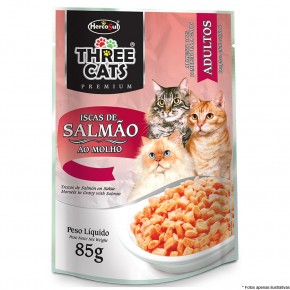 Three Cats  Sache iscas de Salmão ao Molho 85g