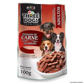 Three Dogs Sache Carne ao Molho 100g