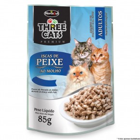Three Cats  Sache iscas de Peixe ao Molho 85g