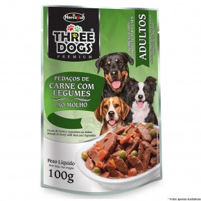 Three Dogs  Sache Carne com Legumes ao Molho 100g